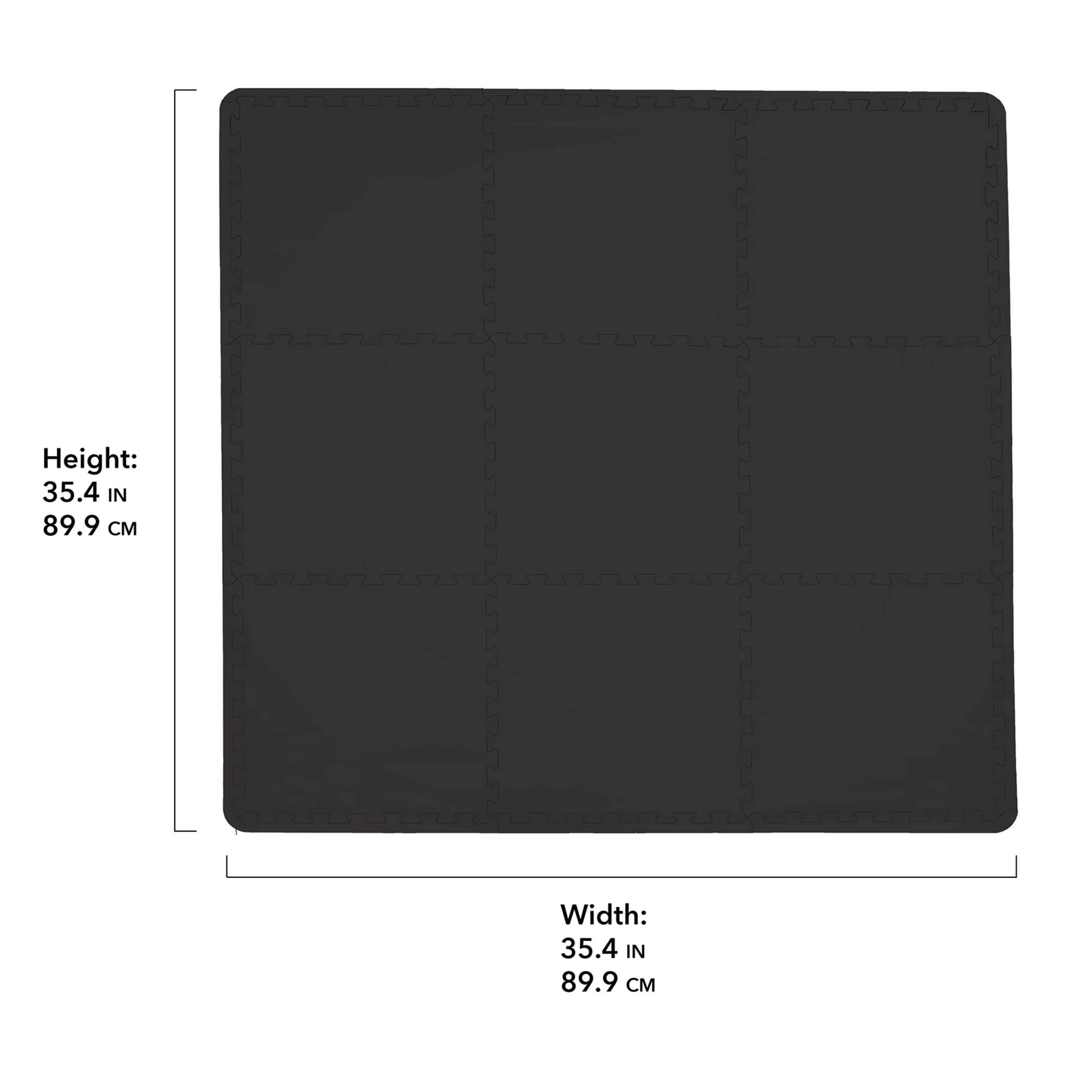 FloorPops Black Puzzle Interlocking Floor Tiles Set of 9